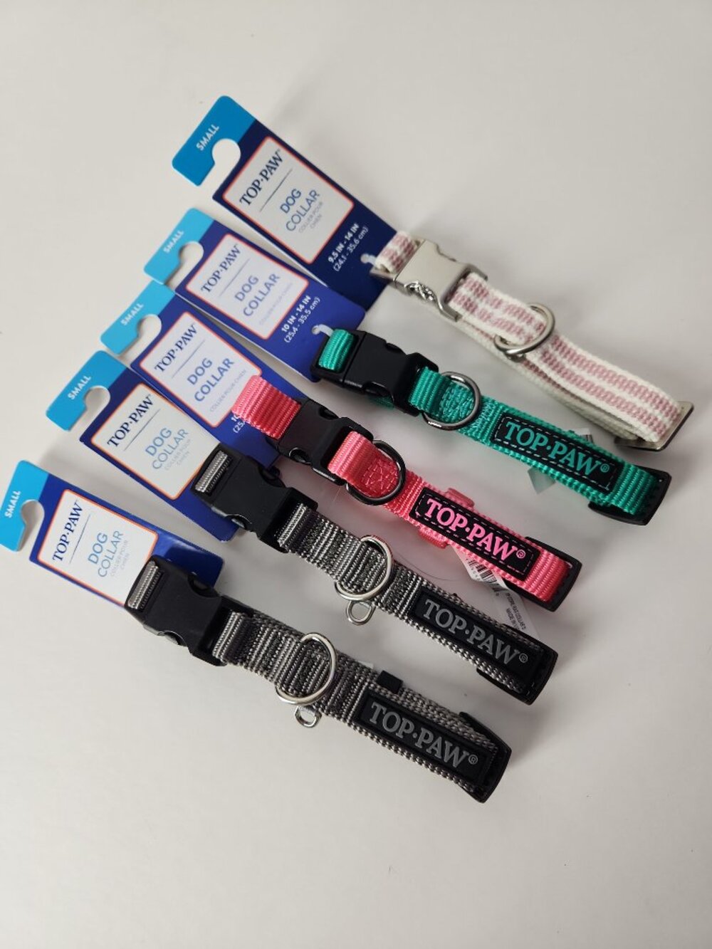 Set of 5 Dog Collars size Small gray pink green Top-Paw new bundle lot